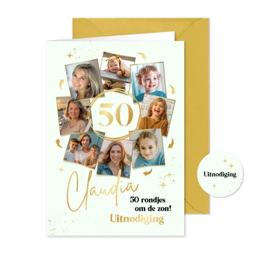 Uitnodiging verjaardag mintgroen 50 rondjes om de zon